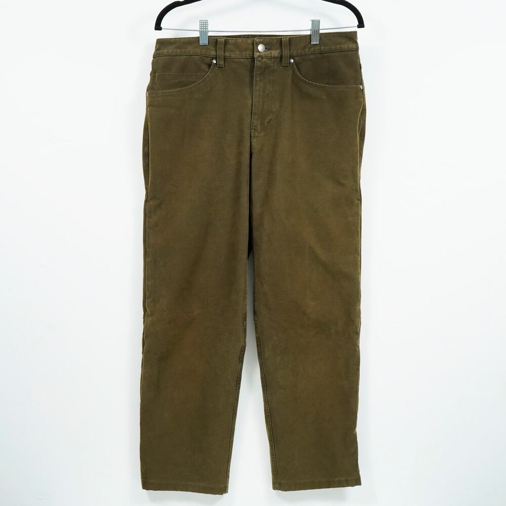 Lululemon Men's Olive Green Stretch Pants 33x26 Tapered Leg Ankle Length